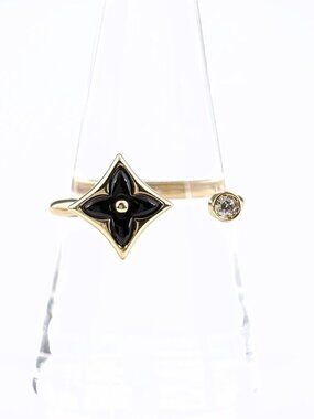 Louis Vuitton Star Blossom Ring YG Yellow Gold Diamond Onyx
